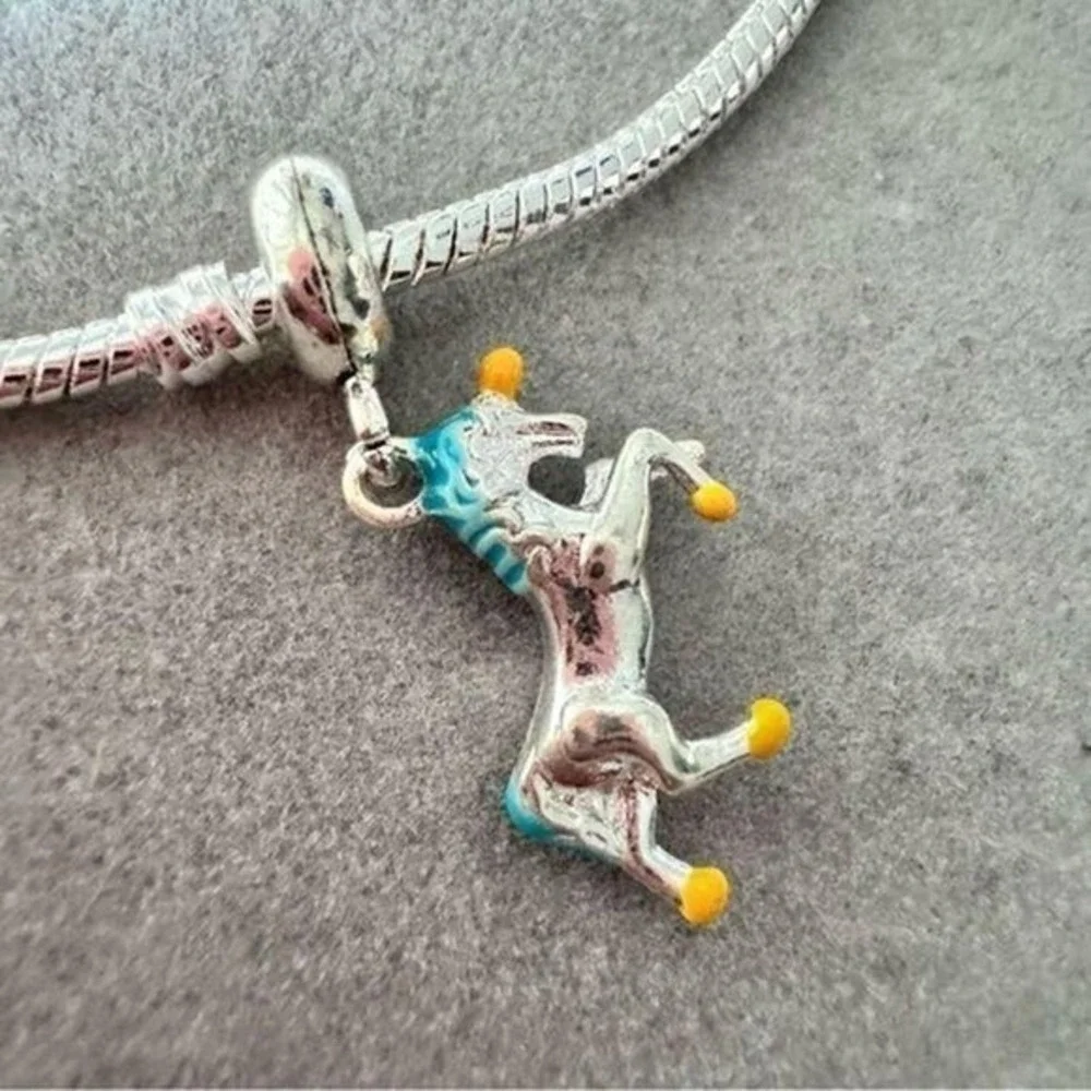 Blue Unicorn Dangle‎ Charm fits PANDORA
